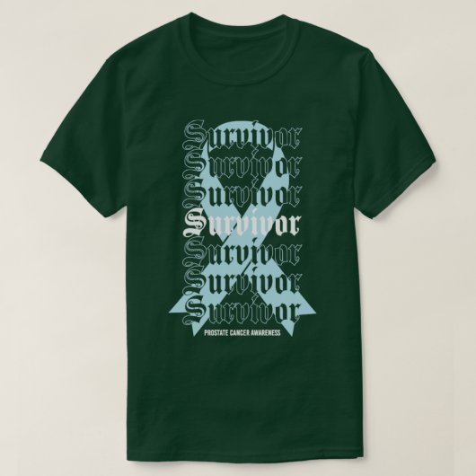 前立腺がん認識度生存者ライトブルーリブ Tシャツ (デザイン正面)