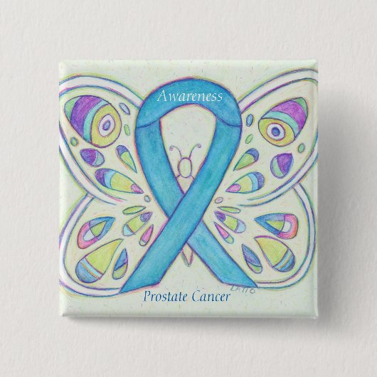 前立腺がん青色認識度帯カスタムピン 缶バッジ (正面)