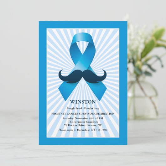 前立腺癌のリボンの生存者のお祝い 招待状 (スタンド正面)