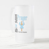 前立腺癌の希望愛信頼の祈りの言葉の十字 フロストグラスビールジョッキ (正面左)