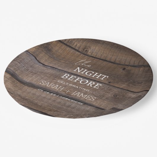 前素朴夜のカントリー結婚ウッド ペーパープレート (アングル)