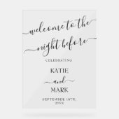 前結婚のリハーサルの夕食大歓迎夜 アクリルサイン (正面)