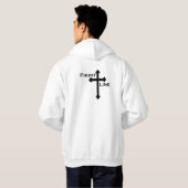 前線のフード付きスウェットシャツの白(前部か背部ロゴ) パーカ (裏面フル)