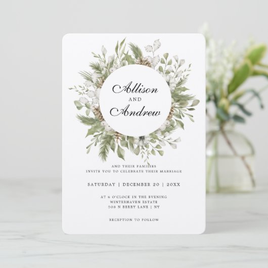 前置き葉ウィンターウェディング招待状 招待状 (スタンド正面)