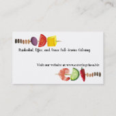 前菜のエビのkebabのシェフのケイタリングビジネスカード 名刺 (裏面)