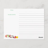 前菜ディナーパーティー料理レシピカード ポストカード (裏面)