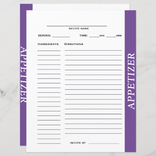 前菜レシピカード (正面/裏面)