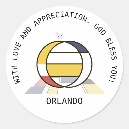  前衛アート・スタイル・モノグラム文字O ラウンドシール (正面)