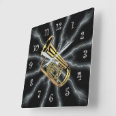 前衛的な～ツバのライトニング01 B～ブラック/シルバー～ スクエア壁時計 (傾斜)