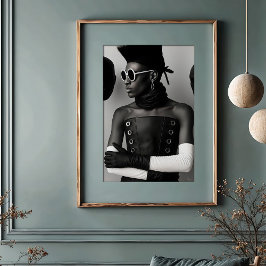 前衛的ビジョン:モノクロはっきりしたファッション ポスター