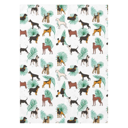 前足で奇跡、熱帯かわいい予測できな犬ペット テーブルクロス (正面)