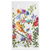 前足で黄色い鳥を印刷 スモールペーパーバッグ (裏面)