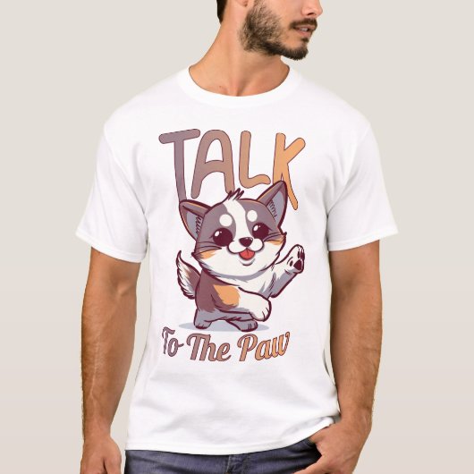 前足に話し掛ける Tシャツ (正面)