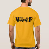 前足のクマの足跡 後ろにワォフ Tシャツ (裏面)