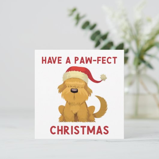 前足のクリスマスを過ごす/かわいい犬のクリスマス シーズンカード (スタンド正面)