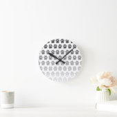 前足のグラデーション(白黒とグレー) ラウンド壁時計 (ホーム)