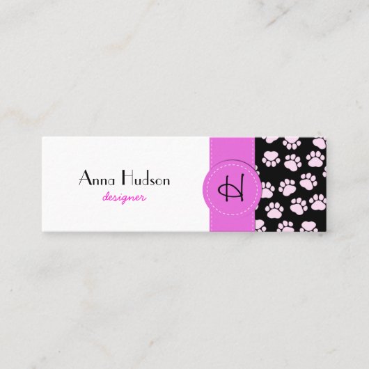 前足のパターン,犬のトリマー,ドッグウォーカー,ペットショップ スキニー名刺 (正面)