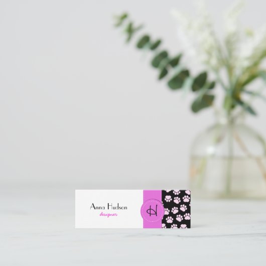 前足のパターン,犬のトリマー,ドッグウォーカー,ペットショップ スキニー名刺 (スタンド正面)