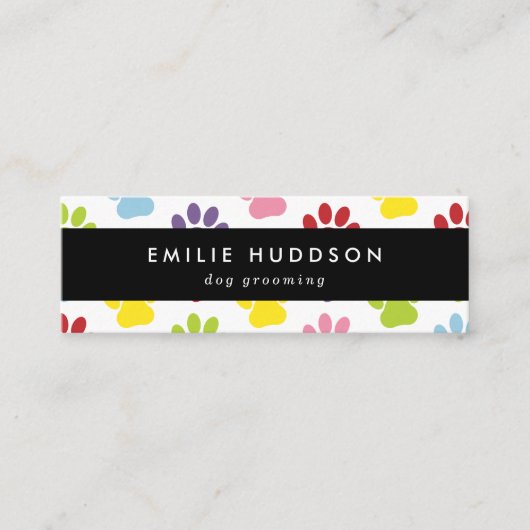 前足のパターン，犬のトリマー,ドッグウォーカー，ペットショップ スキニー名刺 (正面)