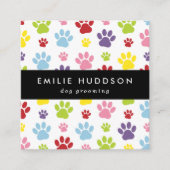前足のパターン,犬のトリマー,ドッグウォーカー,ペットショップ スクエア名刺 (正面)