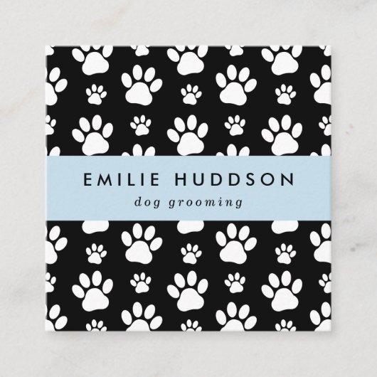 前足のパターン，犬のトリマー,ドッグウォーカー，ペットショップ スクエア名刺 (正面)