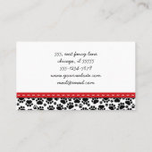 前足のパターン，犬のトリマー,ドッグウォーカー，ペットショップ 名刺 (裏面)