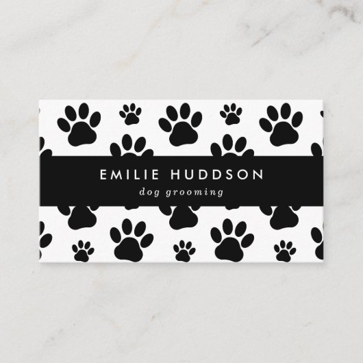 前足のパターン,犬のトリマー,ドッグウォーカー,ペットショップ 名刺 (正面)