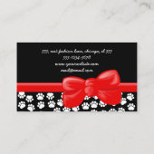 前足のパターン，犬のトリマー,ドッグウォーカー，ペットショップ 名刺 (裏面)