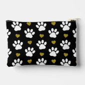 前足のパターン，犬の前足，白い前足，金ゴールドハート アクセサリーポーチ (裏面)