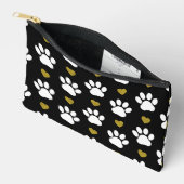 前足のパターン，犬の前足，白い前足，金ゴールドハート アクセサリーポーチ (見開き)