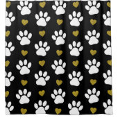 前足のパターン,犬の前足,白い前足,金ゴールドハート シャワーカーテン (正面)