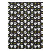 前足のパターン,犬の前足,白い前足,金ゴールドハート テーブルクロス (正面)