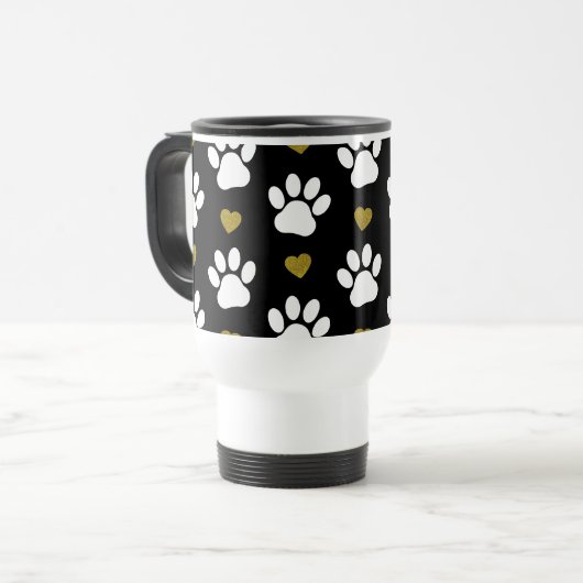 前足のパターン,犬の前足,白い前足,金ゴールドハート トラベルマグ (正面左)