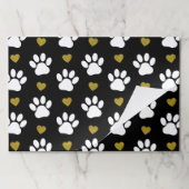 前足のパターン，犬の前足，白い前足，金ゴールドハート ペーパーパッド (折り畳み)
