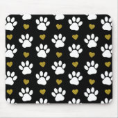 前足のパターン，犬の前足，白い前足，金ゴールドハート マウスパッド (正面)