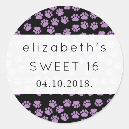 前足のパターン，紫色の前足，犬の前足，甘い16 ラウンドシール (正面)