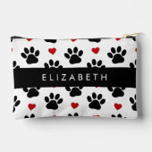 前足のパターン，黒い前足，赤いハート，名前 アクセサリーポーチ (裏面)