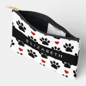 前足のパターン，黒い前足，赤いハート，名前 アクセサリーポーチ (見開き)