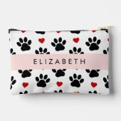 前足のパターン，黒い前足，赤いハート，名前 アクセサリーポーチ (裏面)
