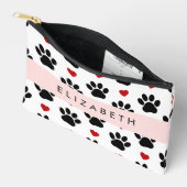 前足のパターン，黒い前足，赤いハート，名前 アクセサリーポーチ (見開き)