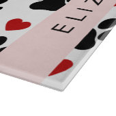 前足のパターン,黒い前足,赤いハート,名前 カッティングボード (角)