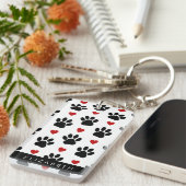 前足のパターン,黒い前足,赤いハート,名前 キーホルダー (正面右)