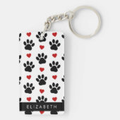 前足のパターン,黒い前足,赤いハート,名前 キーホルダー (裏面)