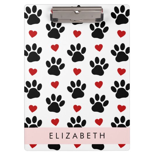 前足のパターン,黒い前足,赤いハート,名前 クリップボード (正面)