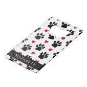 前足のパターン，黒い前足，赤いハート，名前 クレジットカード栓抜き (正面アングル)