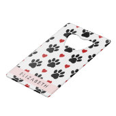 前足のパターン，黒い前足，赤いハート，名前 クレジットカード栓抜き (裏面アングル)