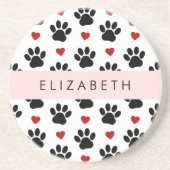 前足のパターン,黒い前足,赤いハート,名前 コースター (正面)
