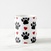 前足のパターン，黒い前足，赤いハート，名前 コーヒーマグカップ (中央)