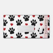 前足のパターン,黒い前足,赤いハート,名前 デスクマット (キーボード&マウス)