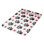前足のパターン，黒い前足，赤いハート，名前 バスマット (アングル)